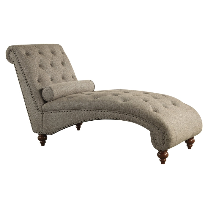 Homelegance 1162NBR-5  Bonne brown textured fabric tufted chaise lounger with nail head trim accents