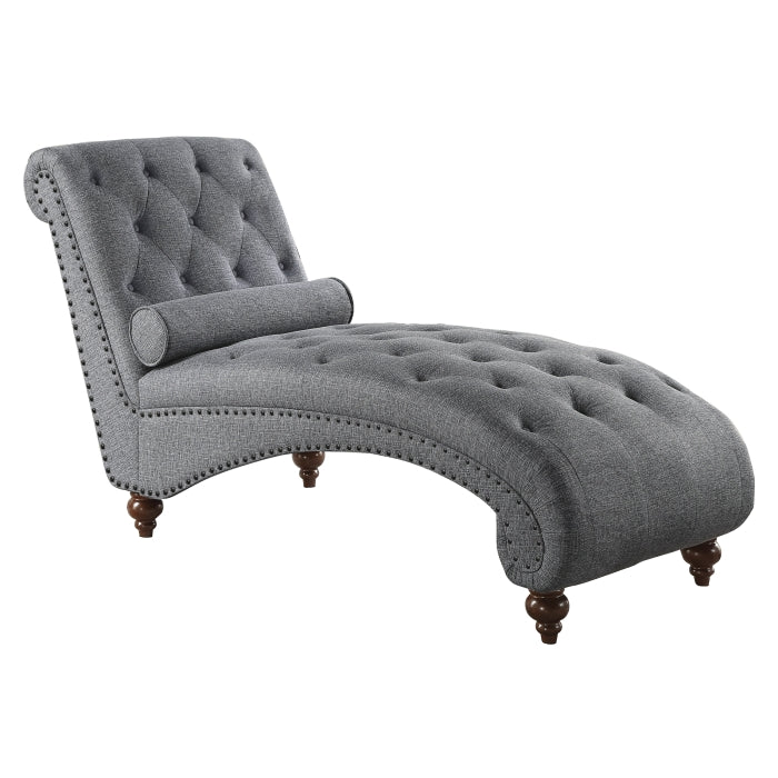 Homelegance 1162NGY-5  Bonne grey textured fabric tufted chaise lounger with nail head trim accents