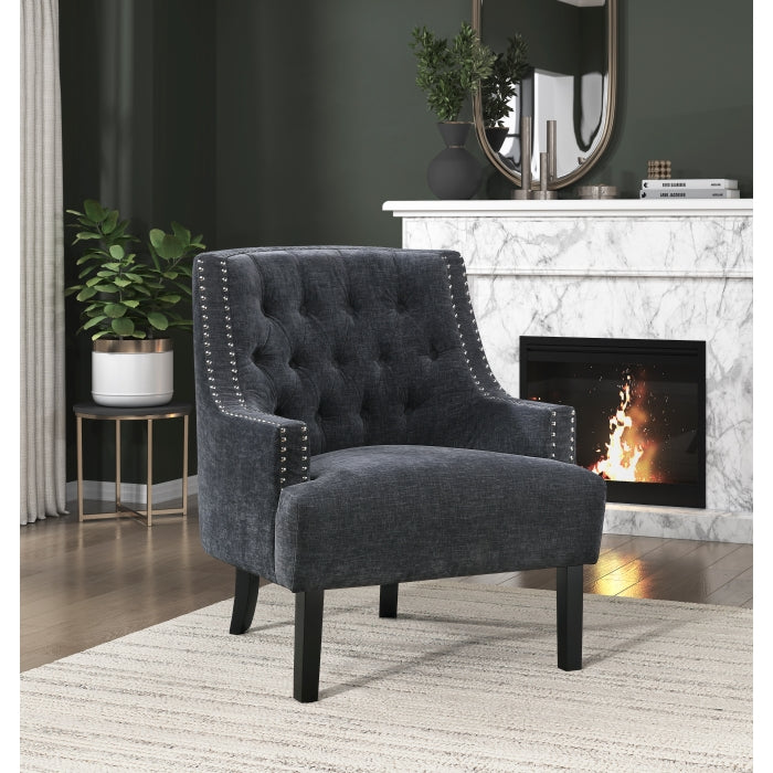 Homelegance 1194NBK Charisma tufted back black fabric accent chair nail head trim