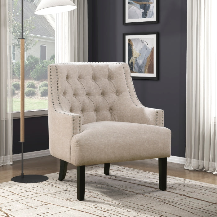 Homelegance 1194NCM Charisma tufted back cement hued fabric accent chair nail head trim