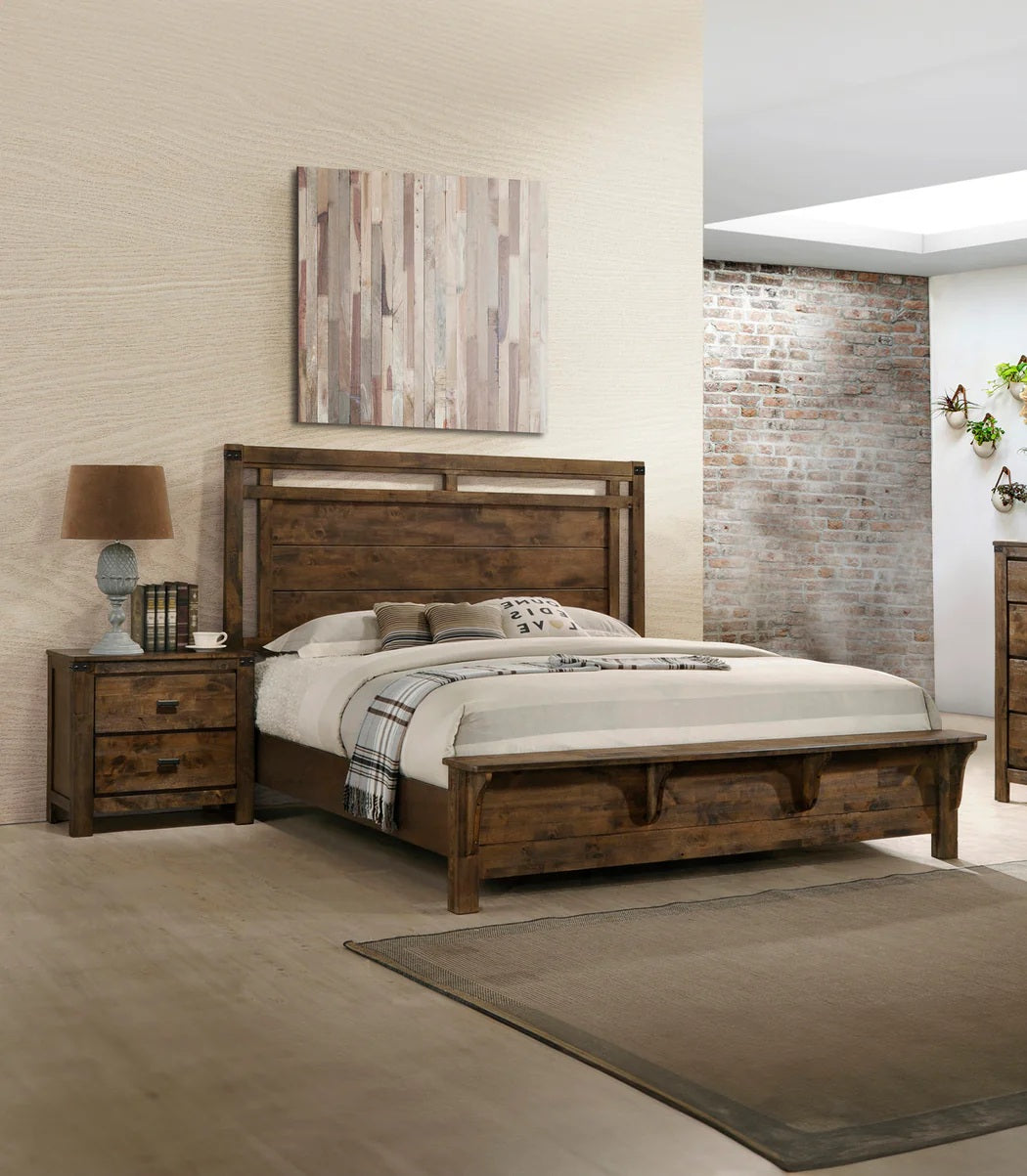 B4810 4 pc Curtis rustic weathered finish wood queen bedroom set