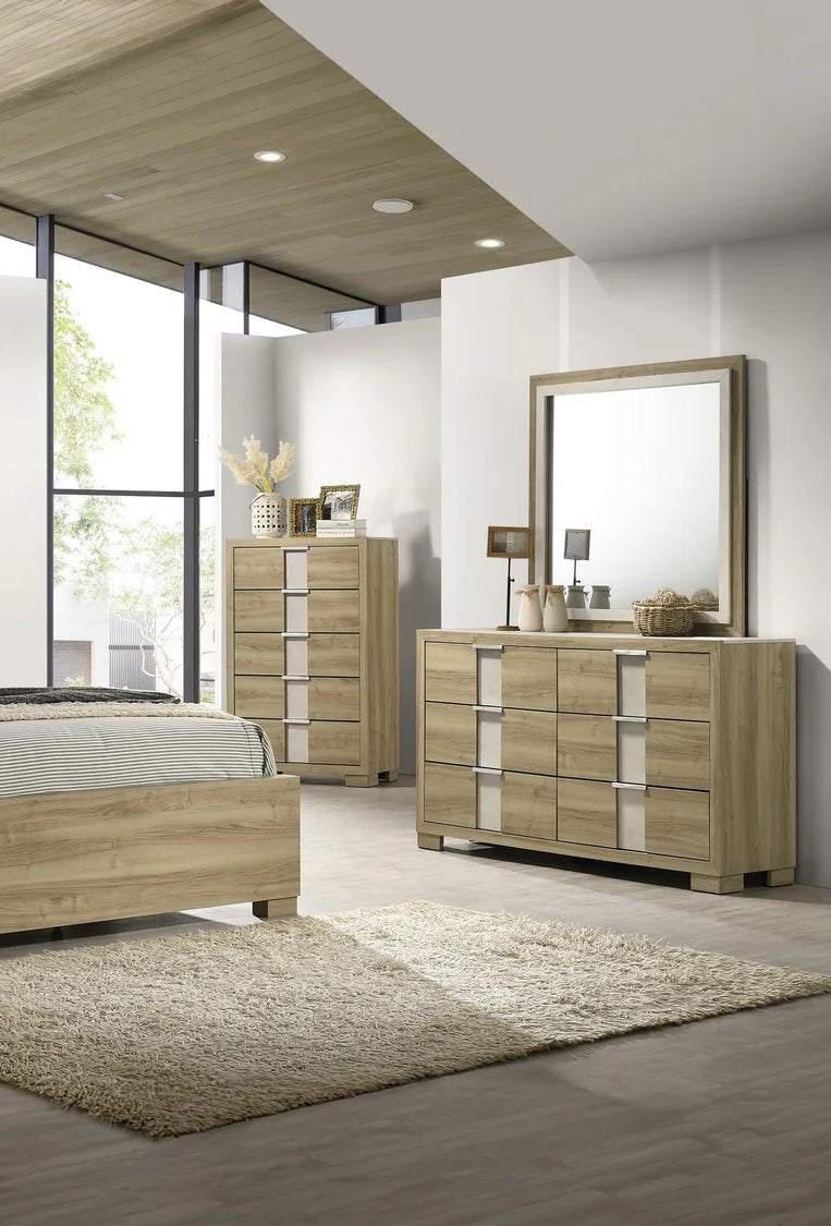 B6832-4PC 4 pc Rangley driftwood wood grain finish LED queen bedroom set