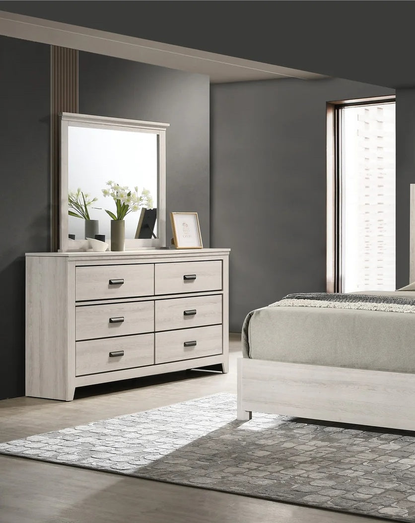 B6810 4 pc Carter reclaimed cream white weathered finish wood queen bedroom set
