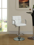 Coaster 121097 Retro style chrome finish metal and white tufted vinyl upholstered adjustable barstool with foot rest