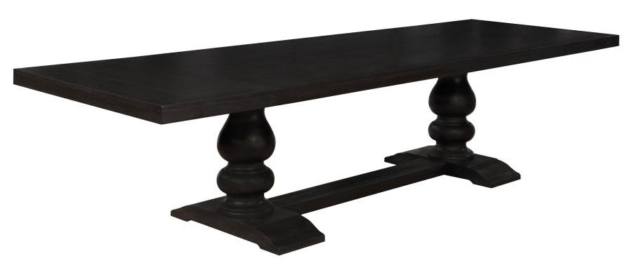 Coaster 121231A 7 pc Phelps antique noir finish wood double pedestal dining table set