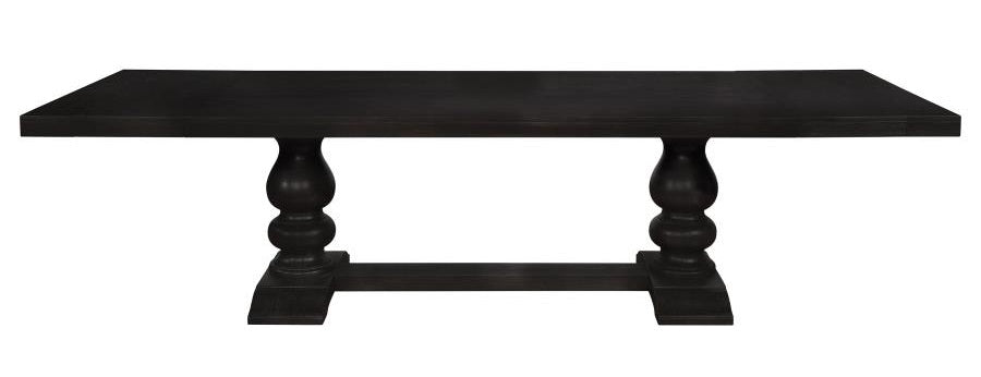 Coaster 121231A 7 pc Phelps antique noir finish wood double pedestal dining table set