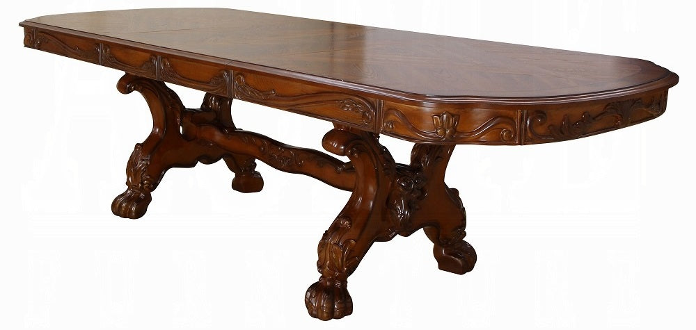 Acme 12150-53-54 7 pc Astoria grand kyree dresden cherry oak finish wood double pedestal dining table set