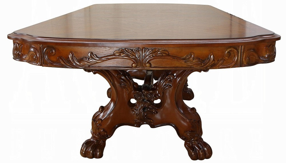 Acme 12150-53-54 7 pc Astoria grand kyree dresden cherry oak finish wood double pedestal dining table set