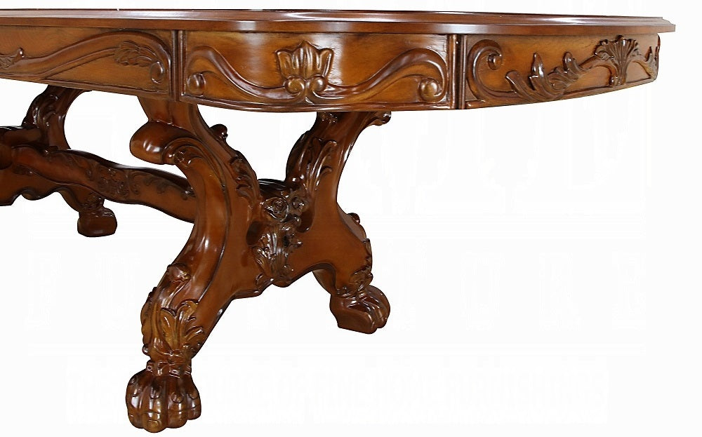 Acme 12150-53-54 7 pc Astoria grand kyree dresden cherry oak finish wood double pedestal dining table set