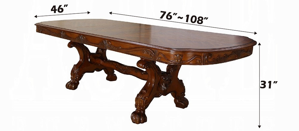 Acme 12150-53-54 7 pc Astoria grand kyree dresden cherry oak finish wood double pedestal dining table set
