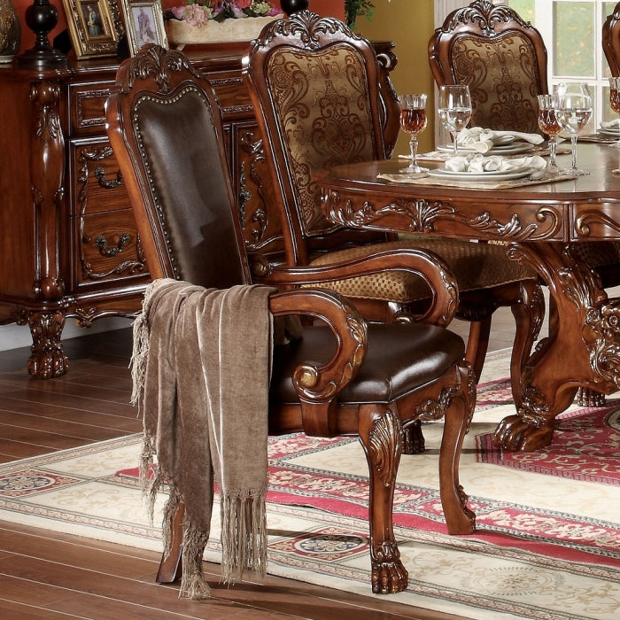 Acme 12150-53-54 7 pc Astoria grand kyree dresden cherry oak finish wood double pedestal dining table set