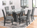 1216T-7PC 7 pc Camelia grey finish wood and glass top dining table set