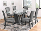 1216T-7PC 7 pc Camelia grey finish wood and glass top dining table set