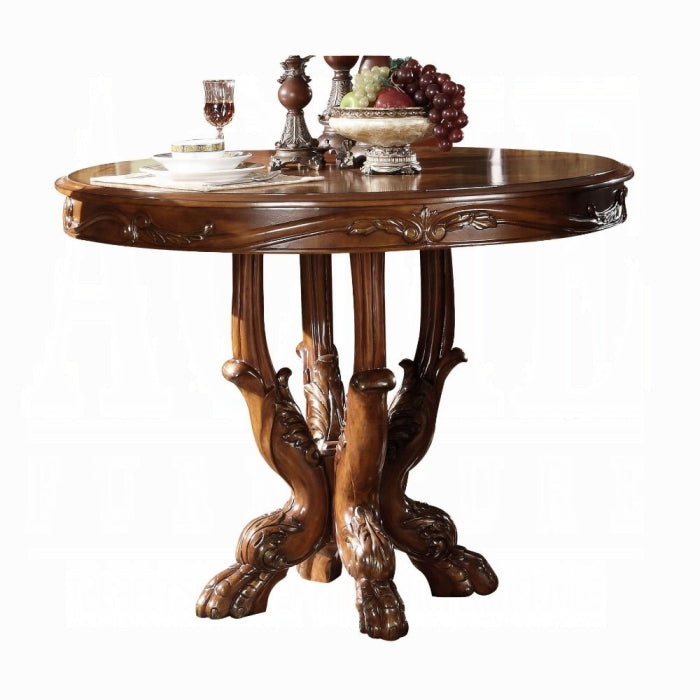 Acme 12160-62 5 pc Astoria grand welliver dresden cherry oak finish wood 48" round counter height dining table set