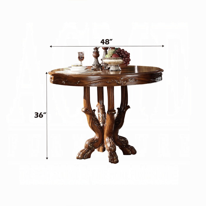 Acme 12160-62 5 pc Astoria grand welliver dresden cherry oak finish wood 48" round counter height dining table set