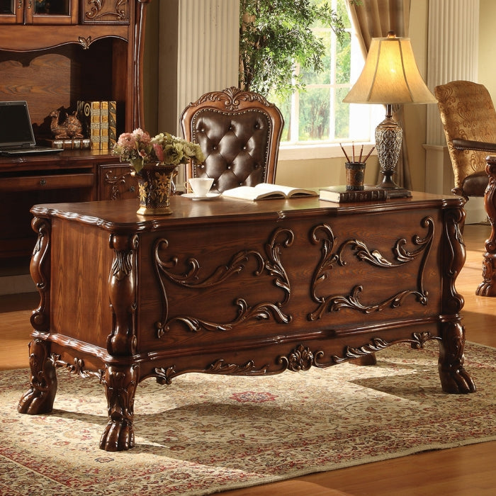 Acme 12169 Dresden cherry oak finish wood detailed carvings ornate office desk