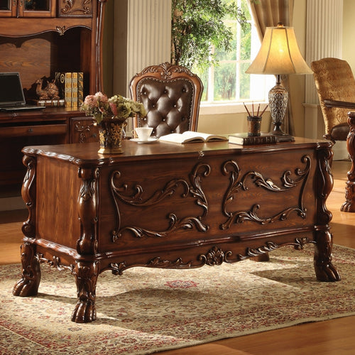 Acme 12169 Dresden cherry oak finish wood detailed carvings ornate office desk
