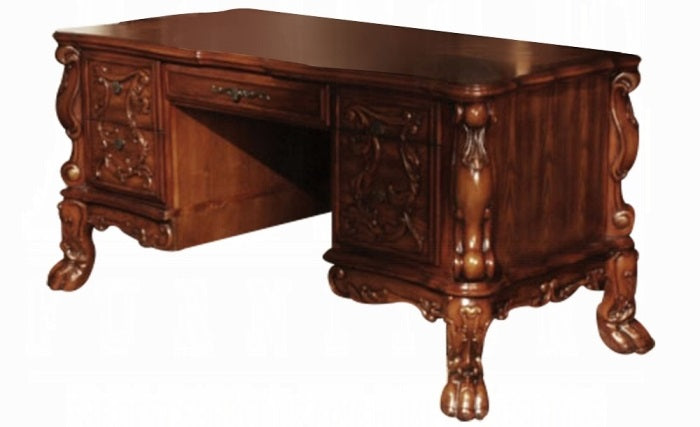 Acme 12169 Dresden cherry oak finish wood detailed carvings ornate office desk
