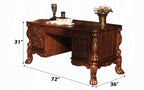 Acme 12169 Dresden cherry oak finish wood detailed carvings ornate office desk