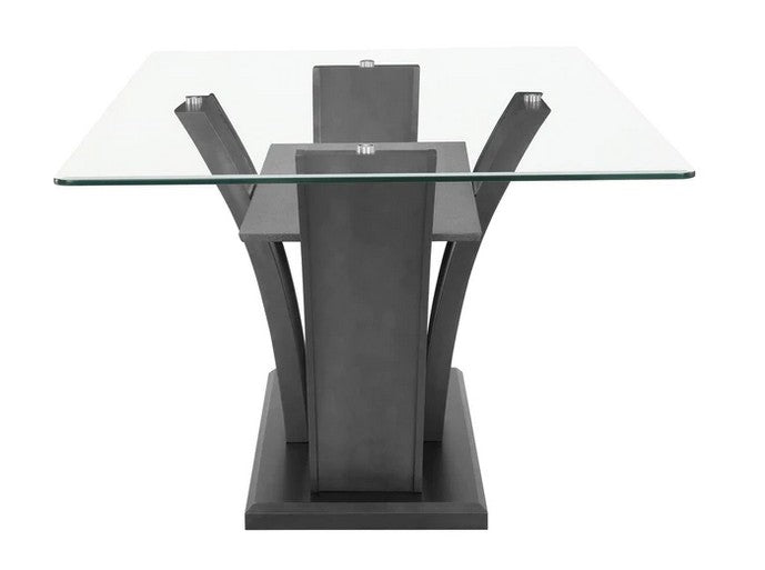 1216T-7PC 7 pc Camelia grey finish wood and glass top dining table set
