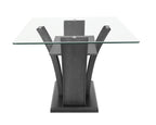 1216T-7PC 7 pc Camelia grey finish wood and glass top dining table set