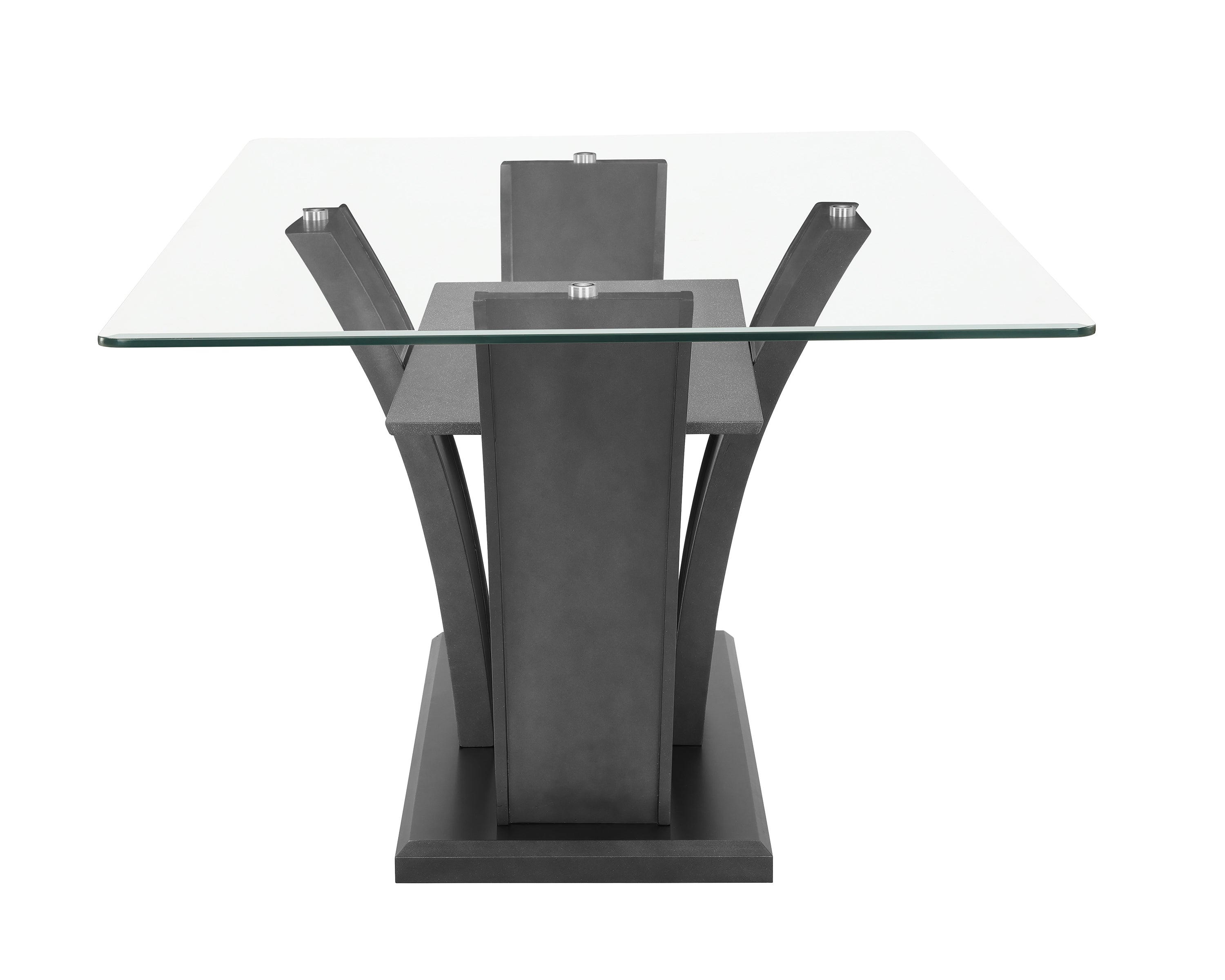 1216T-7PC 7 pc Camelia grey finish wood and glass top dining table set