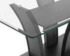 1216T-7PC 7 pc Camelia grey finish wood and glass top dining table set