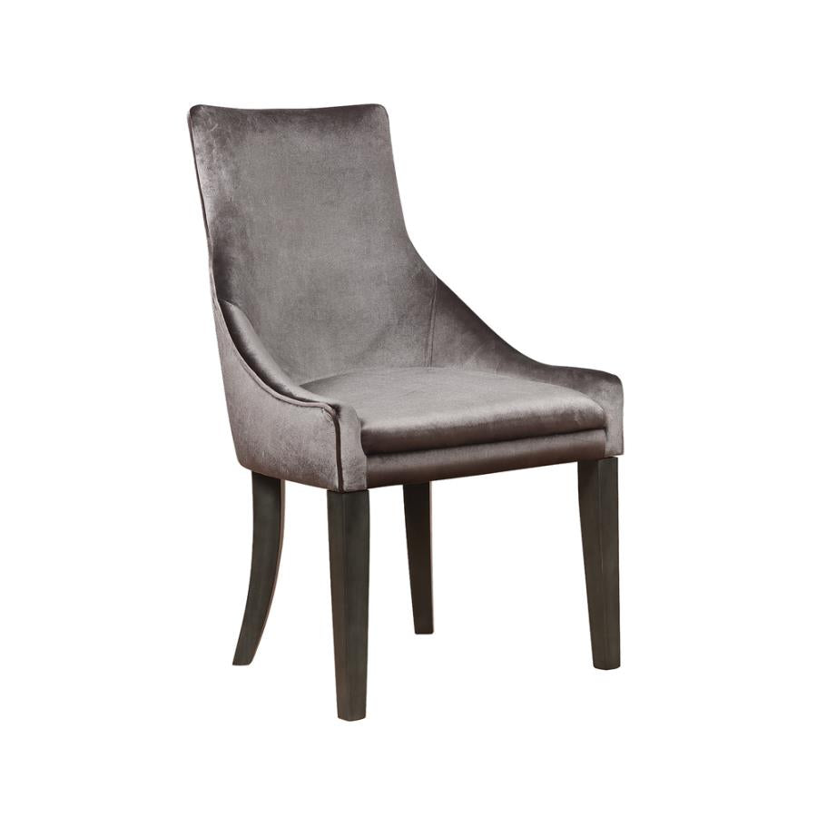 Coaster 121714 Set of 2 Darby home co brazeal grey velvet fabric charcoal finish wood legs dining chairs