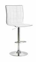 Coaster 122089 Set of 2 White faux leather adjustable height bar stool chrome base