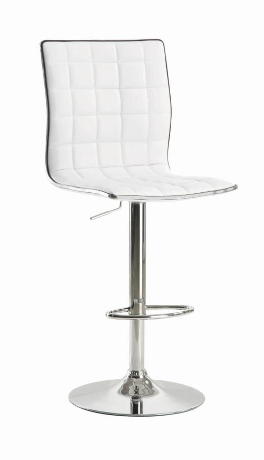 Coaster 122089 Set of 2 White faux leather adjustable height bar stool chrome base