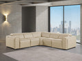 Global United DivanItalia Beige Italian Leather 5-Piece Power Reclining Sectional Sofa with Power Adjustable Headrests – 1224BG-5PC