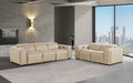 DivanItalia Beige Italian Leather Power Reclining Sofa and Love Seat with Adjustable Headrests – 1224BG-2PC