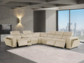 Global United 1224BG-7PC 7 pc DivanItalia beige italian leather power reclining sectional sofa power adjustable headrests