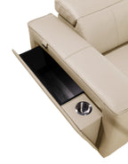 Global United DivanItalia Beige Italian Leather 5-Piece Power Reclining Sectional Sofa with Power Adjustable Headrests – 1224BG-5PC