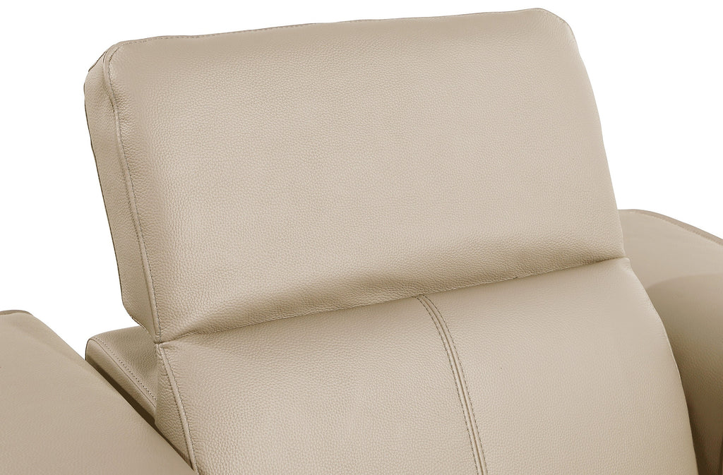 Global United DivanItalia Beige Italian Leather 5-Piece Power Reclining Sectional Sofa with Power Adjustable Headrests – 1224BG-5PC