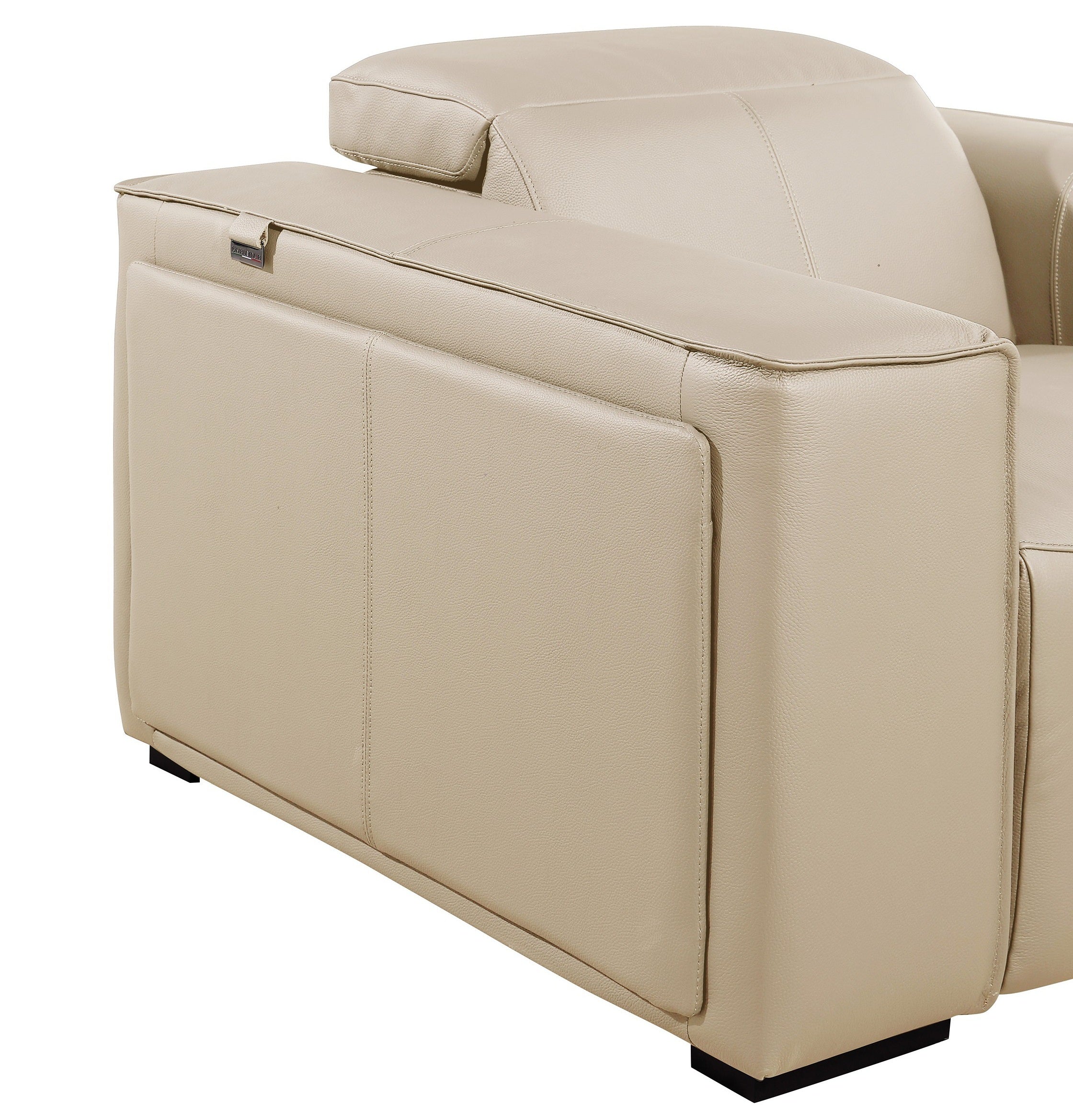 Global United DivanItalia Beige Italian Leather 5-Piece Power Reclining Sectional Sofa with Power Adjustable Headrests – 1224BG-5PC