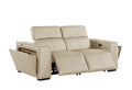 DivanItalia Beige Italian Leather Power Reclining Love Seat with Adjustable Headrests – 1224BG