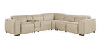 Global United 1224BG-6PC 6 pc DivanItalia beige italian leather power reclining sectional sofa power adjustable headrests