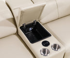 Global United 1224BG-6PC 6 pc DivanItalia beige italian leather power reclining sectional sofa power adjustable headrests