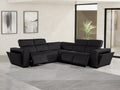 Global United DivanItalia Black Italian Leather 5-Piece Power Reclining Sectional Sofa with Power Adjustable Headrests – 1224BK-5PC