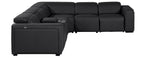 Global United DivanItalia Black Italian Leather 6-Piece Power Reclining Sectional Sofa with Power Adjustable Headrests – 1224BK-6PC