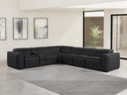 Global United 1224BK-7PC 7 pc DivanItalia black italian leather power reclining sectional sofa power adjustable headrests