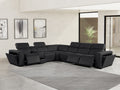 Global United 1224BK-7PC 7 pc DivanItalia black italian leather power reclining sectional sofa power adjustable headrests