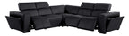 Global United DivanItalia Black Italian Leather 5-Piece Power Reclining Sectional Sofa with Power Adjustable Headrests – 1224BK-5PC