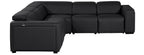 Global United DivanItalia Black Italian Leather 5-Piece Power Reclining Sectional Sofa with Power Adjustable Headrests – 1224BK-5PC