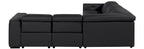 Global United DivanItalia Black Italian Leather 5-Piece Power Reclining Sectional Sofa with Power Adjustable Headrests – 1224BK-5PC