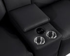 Global United 1224BK-7PC 7 pc DivanItalia black italian leather power reclining sectional sofa power adjustable headrests