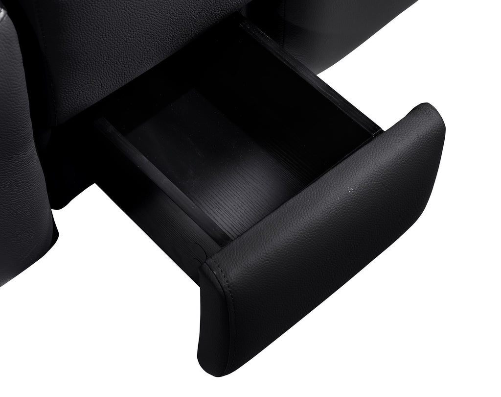 Global United 1224BK-7PC 7 pc DivanItalia black italian leather power reclining sectional sofa power adjustable headrests