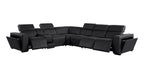 Global United 1224BK-7PC 7 pc DivanItalia black italian leather power reclining sectional sofa power adjustable headrests