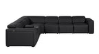 Global United 1224BK-7PC 7 pc DivanItalia black italian leather power reclining sectional sofa power adjustable headrests